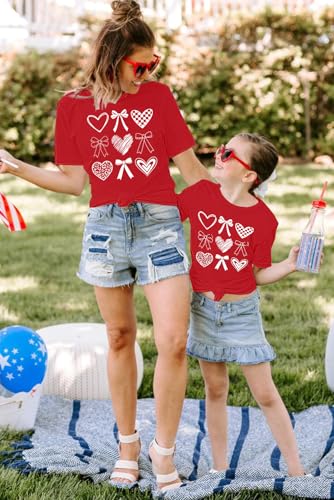 Image of Mommy and Me Valentines Day Shirts: Love Heart Tshirt Family Matching Outfits Mom and Girls Valentines Day Gifts
