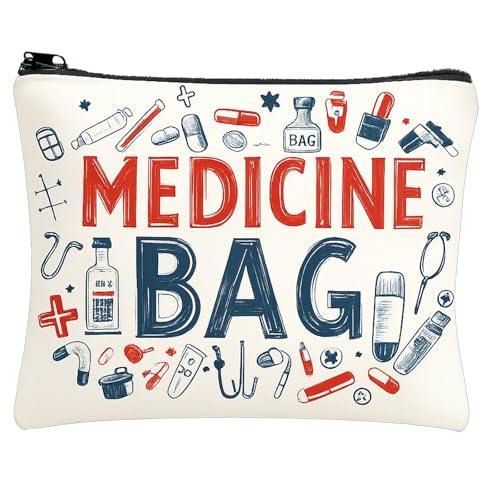 Medicine Bag 22 x 18cm Travel Medicine Bag for Organizing Pills and Medications Portable Medication Bag with Zipper Closure Nursing Meds Bag Pouch for Daily Use and Travel