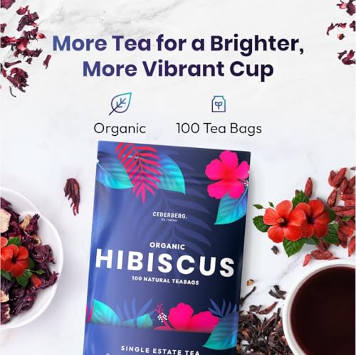Image of Cederberg Tea Company Organic Hibiscus Tea - 30 Tea Bags | Organic Herbal Tea From Single Origin | Eco-Friendly Tea Bags | Non-GMO Caffeine Free Tea With Zero Sugar