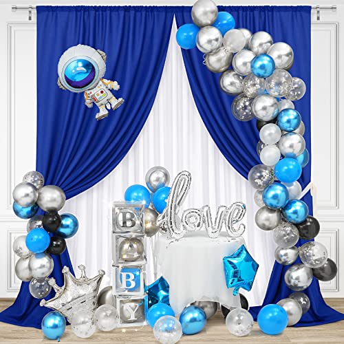 HOMEIDEAS White Backdrop Curtains for Parties, Wrinkle Free Polyester Photography Drapes for Wedding Birthday Decorations, 5ft x10ft Set of 2 Panels