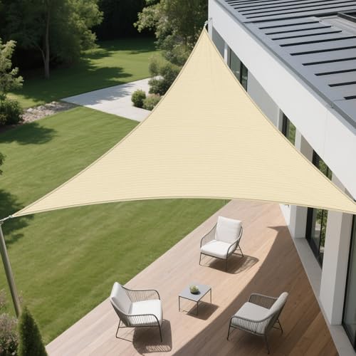 AwnPro Equilateral Triangle Shade Sail 9' x 9' x 9' Canopy to Block Sunlight for Outdoor Patio Garden Patio Deck Pergola (Beige)