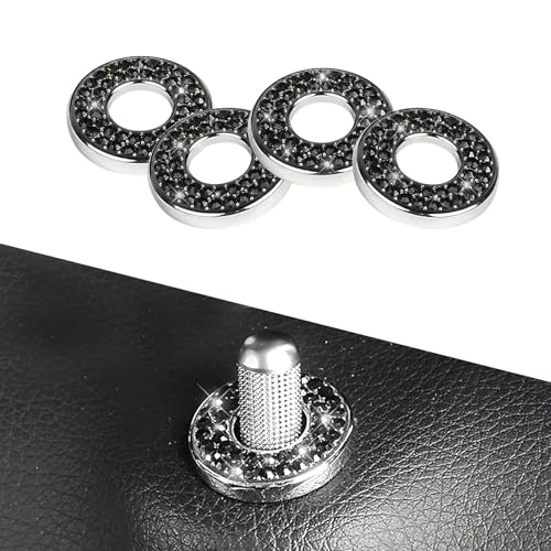Image of ijuicy 4 PCS Bling Inner Car Door Lock Cover Stickers, Rhinestones Pull Rod Bolt Decoration Stickers, Bling Car Accessories for Women, Compatible with Benz A /B /C /D /E Class (Black)