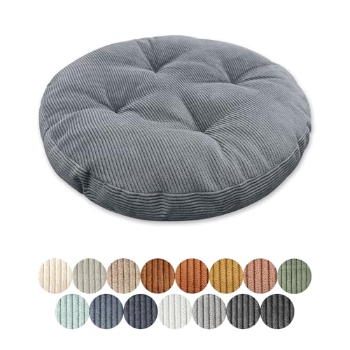 Lsjoaw Seat Cushion, Round, 30 cm, 1 Piece Floor Cushion, Round Seat Cushion, Chair Cushion, Cushion for Living Room, Office, Conference Room, Corduroy Fabric (Light Grey Blue)