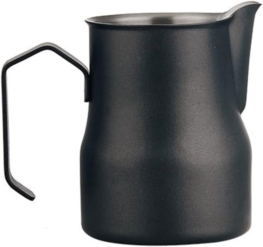 Saucer Stainless Steel Frothing Coffee Cup Milk Pot Espresso Cups Latte Art Milk Frother Frothing Dish(350ML BK)