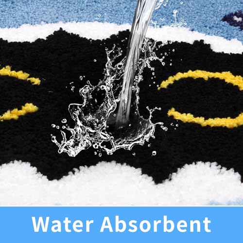 Image of AAZEEM Mat Rugs Non-Slip Abstract Bath Rugs Cute Mat Washable for Tube|Rectangular Door Mat for Home |Drawingroom |Easy Clean Indoor and Outdoor Floor Mat |Super Absorbent |Blue |16 inchx24 inch & 20 inchx32 inch |