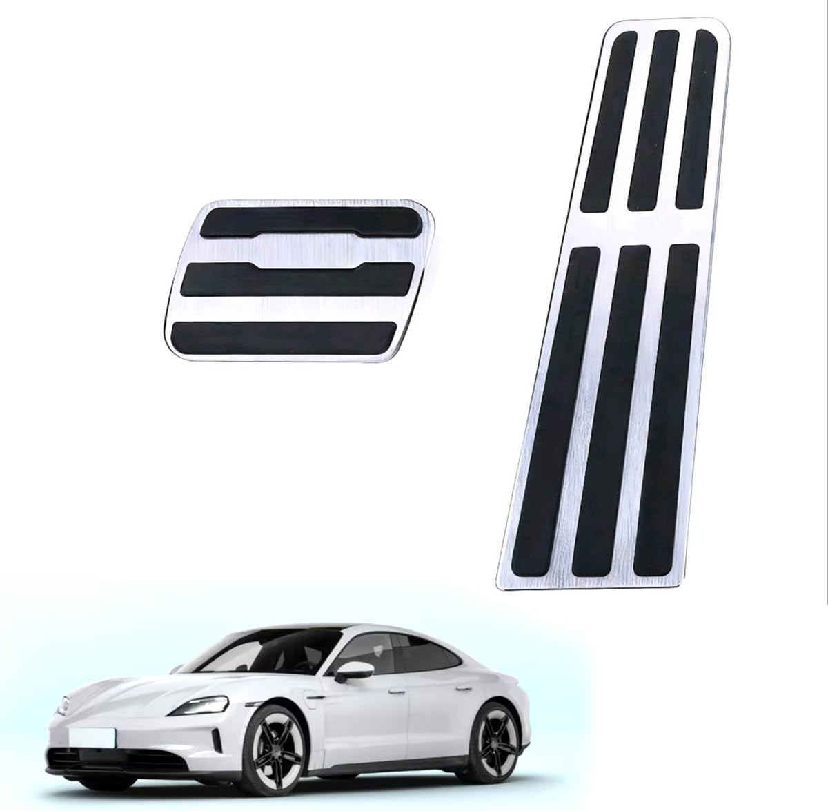 Car Pedal Covers for Porsche Taycan 2020 2021 2022 2023 2024 2025 2026, Auto Aluminum Gas Pedal Covers Accessories Replacement, Non-Slip Accelerator Brake Foot Rest Pedals(Set of 2)