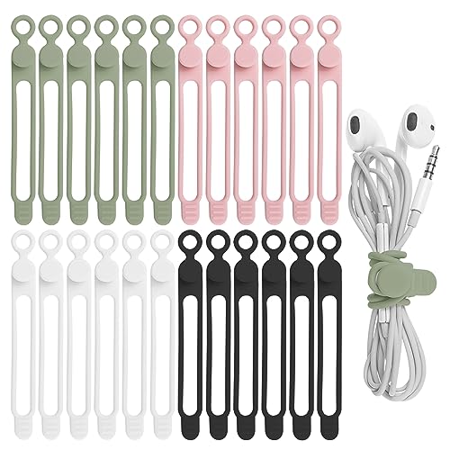 Nearockle 24Pcs Silicone Cable Ties, Cord Organizer Cable Management-Multi by Nearockle - Used condition - US$8.06