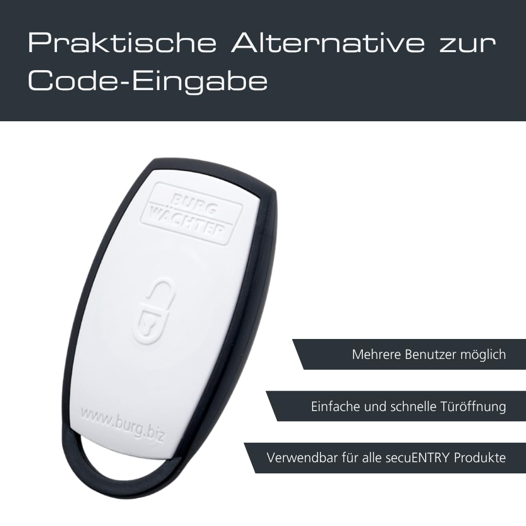BURG-WÄCHTER Elektronisches Türschloss inkl. Funkschlüssel, Set aus Zylinder, Keypad und Transponder, Türöffnung per App, PIN oder Funk, ENTRYeasy 7601 PIN und ENTRY sE-Key 7713