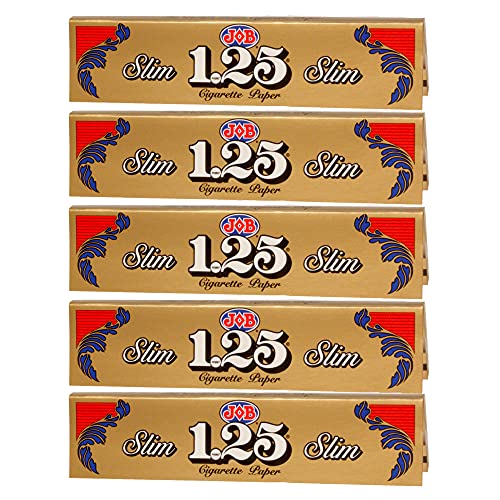 1.25 Job Slim Gold Rolling Papers, 5 Pack Bundle, 160 Paper Leaves Total 1 1/4 #TOP27
