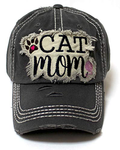 Gorra vintage negra para mujer con parche bordado