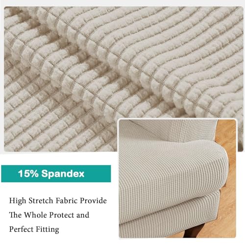 Image of Turquoize Wingback Chair Covers 2 Piece Wing Chair Slipcover Stretch Slipcovers for Wingback Chairs Wing Chair Cover Spandex Jacquard Fabric with Elastic Bottom Non-Slip Furniture Cover, Island Fossi