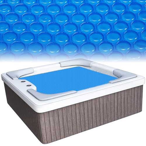 TOPZEA Hot Tub Spa Cover Blanket 16 Mil 7Ft x 7Ft Square Pool Thermal Bubble Covers Floating Heavy Duty Heat Retaining Solar Blanket for Indoor Outdoor Hot Tub Inground and Above Swimming Pool
