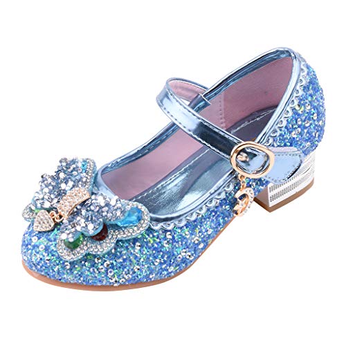 Princess Shoes,Infant Kids Baby Girls Pearl Crystal Bling Bowknot Single Princess Shoes Sandals (11.5-12Years, Blue)