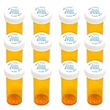 Pill Bottles with Child Resistant Cap, Prescription Vials - Push Down and Turn - Empty Medicine Plastic Containers Safety Cover for Personal Medication & Pharmacy (8dram, Amber, 12pcs)