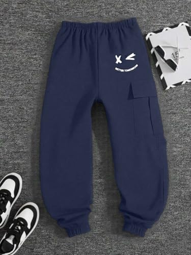 Image of Boys' Premium Cargo Jogger Pants | Soft Pilot Fabric | Stylish Printed Joggers with Side Pocket | Elastic Waist & Cuff(KBC-01)