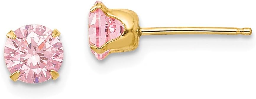 The Black Bow 5mm Pink Cubic Zirconia Stud Earrings in 14k Yellow Gold