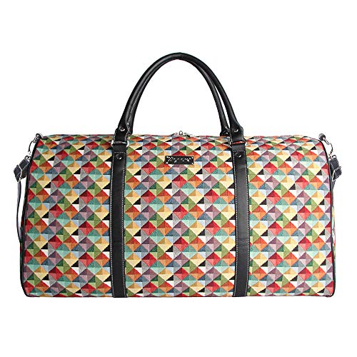 Signare Gobelin-Gepäcktasche für Reisen und Sport/große Reisetasche für Damen Sporttasche Damen mit Farbmuster Designs (bunt geometrisch)
