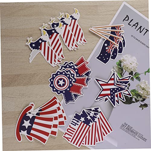 PRETYZOOM 48 Pçs Cupcake Patriótico Escolhe Decorações De Bolo Patrióticas Topos De Bolo Patrióticos