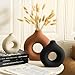 Vanselia Ceramic Vase Home Table Decor - Flower Vases Set of 3 Small Living Room Centerpiece Decorations for Shelf Bedroom Office Kitchen Dining Desk Modern Aesthetic Farmhouse Decorative (Rust)