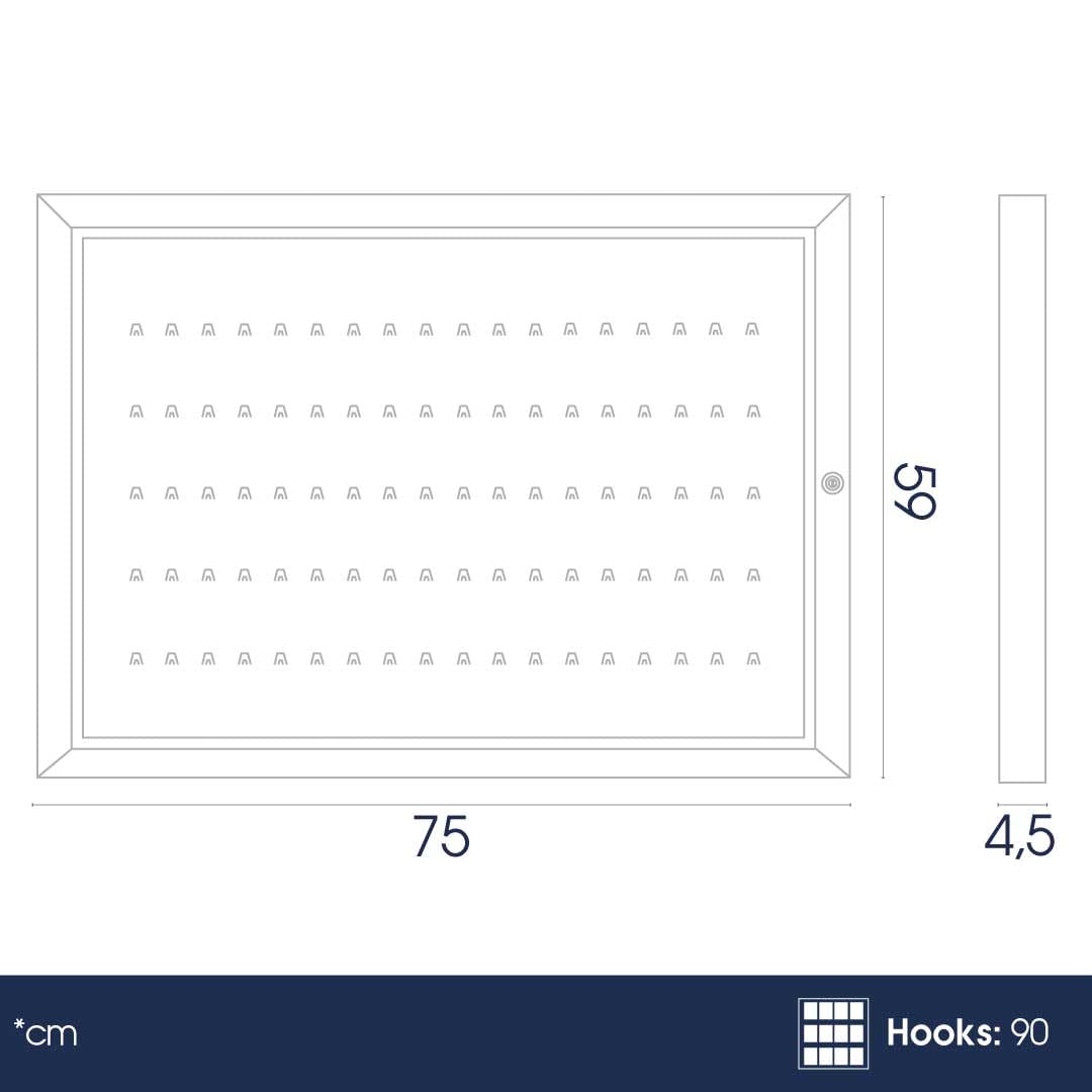Danieli - Bacheca Portachiavi da Parete in Acciaio Laccato con Ganci Chiavi Numerati da 45, 90, 120, 150, 180 posti. Cornice in Alluminio, Anta a Libro, Chiavi Incluse (90 posti)