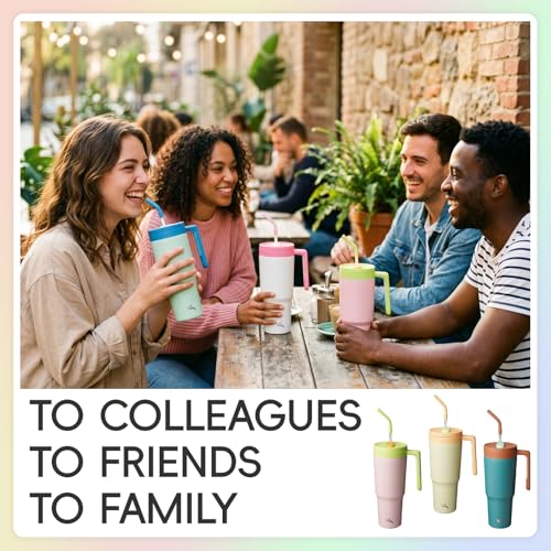 Image of Konokyo 12 Pack 40 Oz Tumblers with Handle and Straw, Bulk Vacuum Insulated Stainless Steel Travel Mugs with Lids for Office, Events and Group Orders Purple