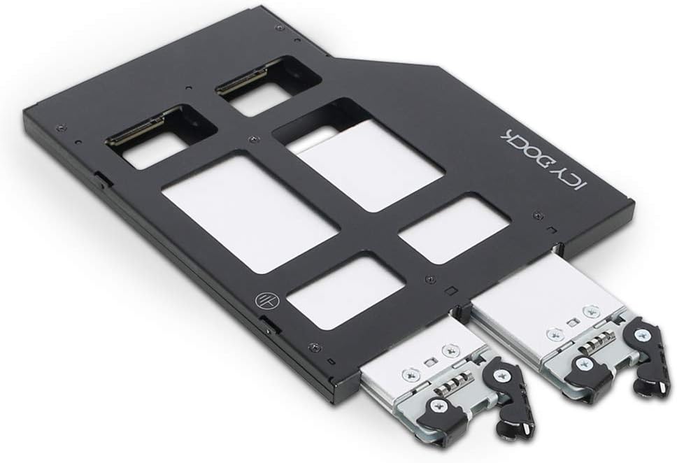ICY DOCK 2 x M.2 NVMe SSD PCIe 4.0 Mobile Rack for 9.5mm Ultra Slim ODD Bay (not Support Tri-Mode) | ToughArmor MB852M2PO-B