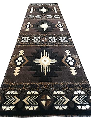 Concord Global Trading Southwest Native American Runner Area Rug Chocolate Brown Design C318 (2 Feet X 7 Feet) #TOP6