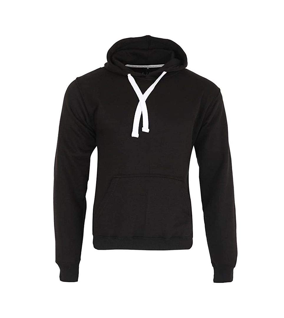 H&F Men’s Classic Plain Long Sleeve Hooded Drawstring Sweatshirt Pullover & Full Zip Hoodie Fleece Jumper Soft and Comfy Adult Top 2 Side Pocket Work Wear Jackets Size S-5XL (Pullover Black, L)