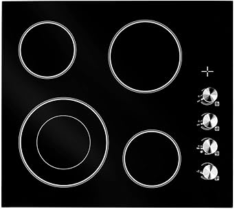 FORTÉ F24CC4B Electric Cooktop, Built In Stove Top with Electric Burners for Cooking, 4 Burner, 24 Inch Cook Top, Ceramic Cooktop, Black Top Wall Oven, Glass Ceramic with Hot Surface Indicator