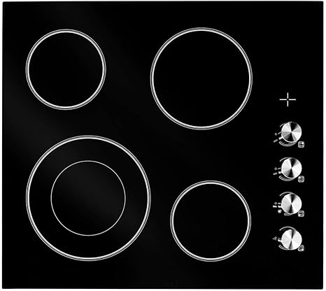 FORTÉ F24CC4B Electric Cooktop, Built In Stove Top with Electric Burners for Cooking, 4 Burner, 24 Inch Cook Top, Ceramic Cooktop, Black Top Wall Oven, Glass Ceramic with Hot Surface Indicator