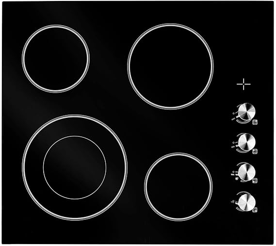 FORTÉ F24CC4B Electric Cooktop, Built In Stove Top with Electric Burners for Cooking, 4 Burner, 24 Inch Cook Top, Ceramic Cooktop, Black Top Wall Oven, Glass Ceramic with Hot Surface Indicator
