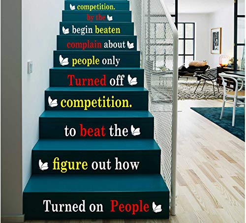 Image of CVANU Letters Wall Decor Stickers Stair Decals Quotes Stairway Decals Quote Steps Vinyl Stickers Lettering Family Staircase Decal Multicolor (Stairs-pg 2)