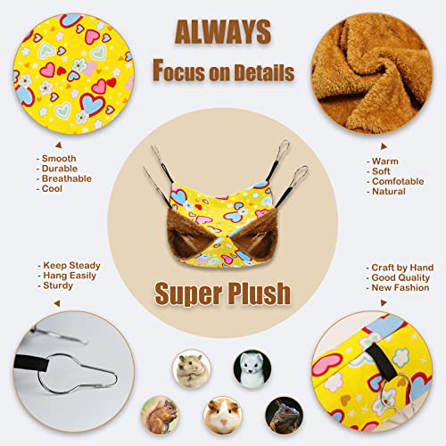 Image of petonfun Ferret Rat Hammock Tunnel Set for Cage Accessories Toys Bed,Yellow | 2 Pack, Large Size, Cute Pattern, Double Sided, Hideout for Guinea Pig and Chinchilla to Hide, Suitable for Most Small Animal