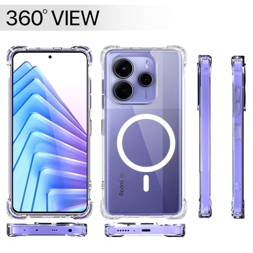 Image of Pikkme Back Cover for Redmi Note 14 /13 5G Mag-Safe Shockproof PC + TPU | Protective Case Magnetic Support | Bumper Case (Transparent Mag-Safe)