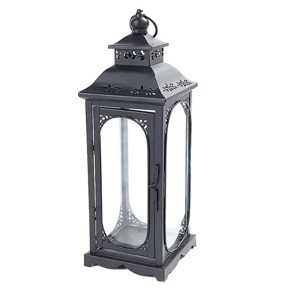 CTRLZS Lantern Candle Crafts Hollow Metal Iron Glass Candle Container Holder Wind Light Ornaments Wedding Art Decor