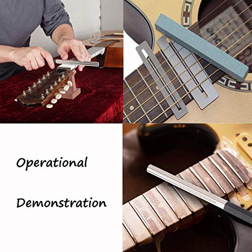 Buytra Guitar Repairing & Luthier Tools,Guitar Fret Crowning File 3 Edges Dressing File Stainless Steel Fret Rocker, Fingerboard Guards Protectors and Grinding Stone - Thumbnail 2