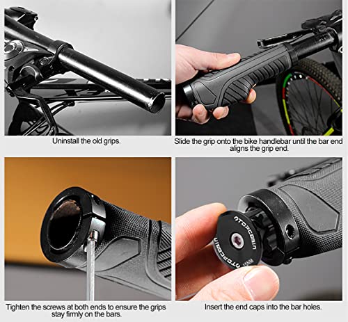 Image of TOPCABIN Ergonomic Bike Grips - Widen Holding Rubber Grips with Aluminum LockGrips for Mountain & Road Bikes
