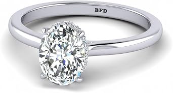 BFD Certified 2.00 Carat D/VS Lab Grown Oval Diamond Hidden Halo Engagement Ring For Women in Platinum/Gold