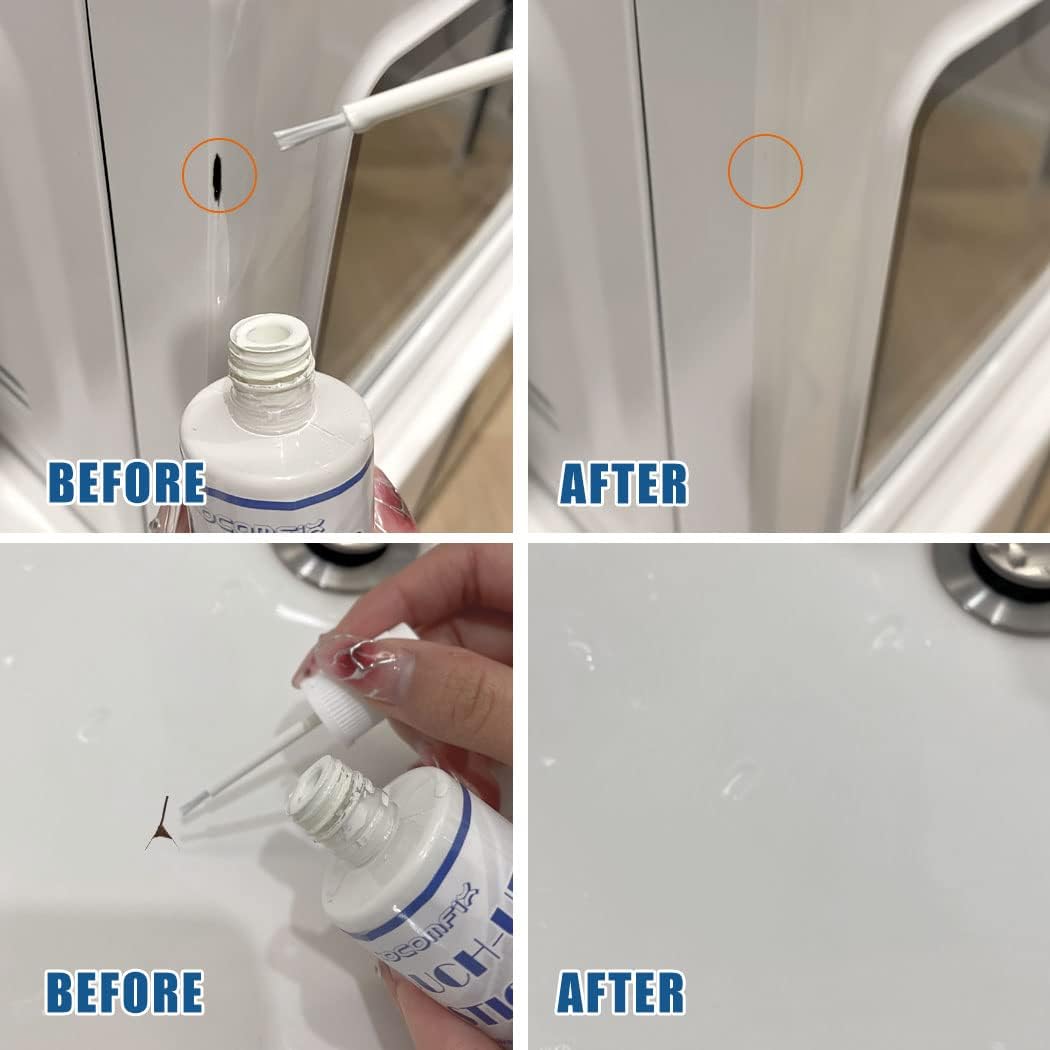 cocomfix Appliance & Porcelain Paint Touch UP, High-Gloss White Touch Up Paint for Kitchen & Bathrooms: Sinks, Bathtubs, Appliances, Metal Surfaces, Tile, Fiberglass, Glossy Finishes. (Litra White)