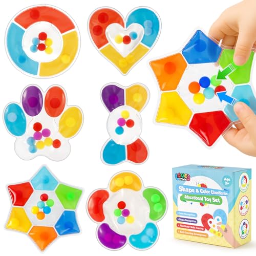 Image of LovesTown 6PCS Color Sorting Toys, Sensory Fidget Toys for Kids Color Matching Game Travel Essenstial Birthday Gifts Goodie Bags