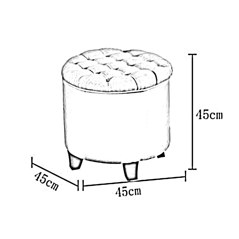 gzz Pouf contenitore Nordic Round con vano portaoggetti Pouf in tessuto di lino e cotone con poggiapiedi trapuntato con coperchio rimovibile,A02