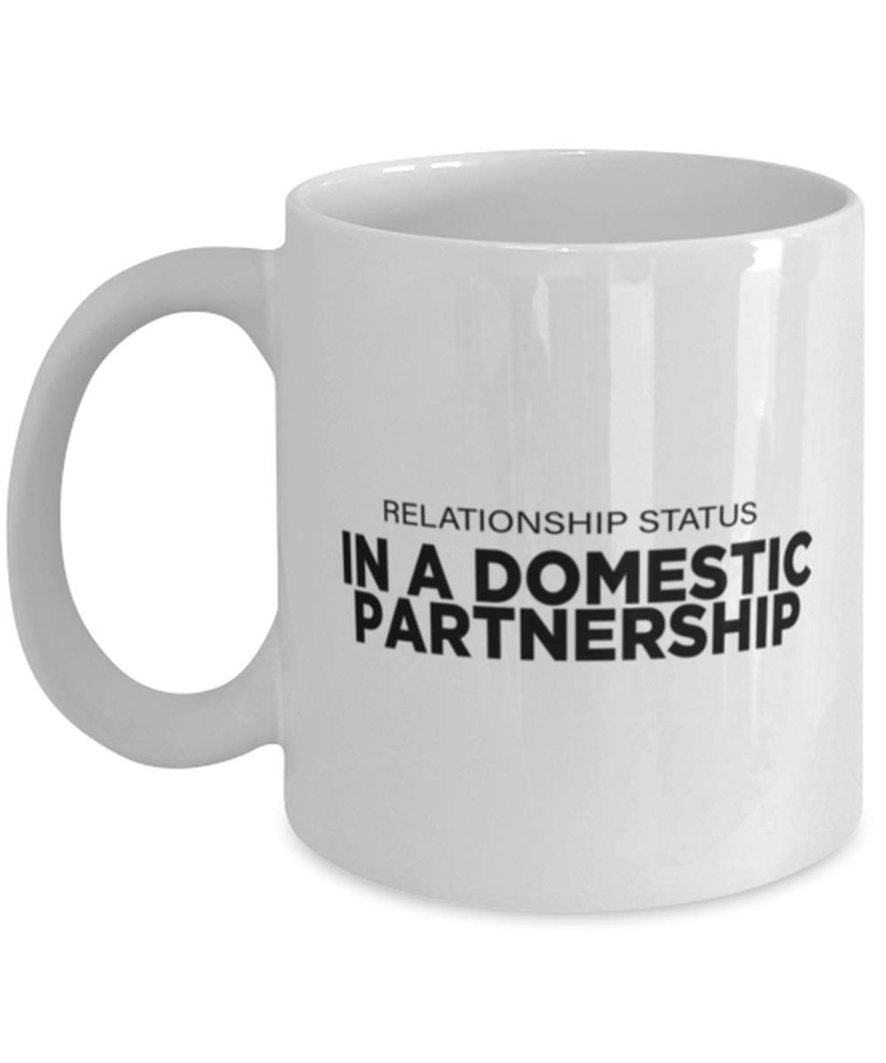 mmandiDESIGNS In A Domestic Partnership Coffee Mug Relationship Status Your Personal Profile Tea Cup