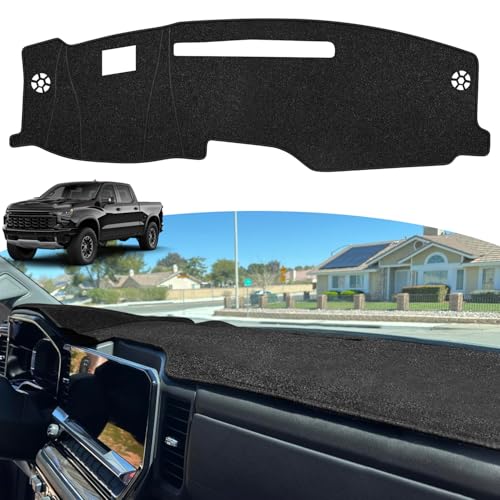 Dash Cover for 2022-2025 2026 Chevy Chevrolet Silverado/GMC Sierra Accessories 1500 2500HD 3500HD Dashboard Cover with HUD Sunshield Non-Slip Center Console Protector Pad (Only fits 13.4 in Screen)