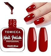 TOMICCA Vernis à ongles rouge, 15 ml, brillant, séchage rapide, durable, amovible à base d'eau.