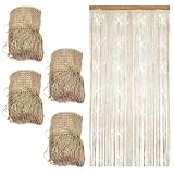MIUUIPI 4 Stück Fadenvorhang Türvorhang, 100 x 200cm Glitzer Vorhang, Fliegenvorhang Balkontür, Fadengardine Fadenvorhang, Dekorativer Perlenvorhang für Hochzeit, Party Dekoration (Champagner)