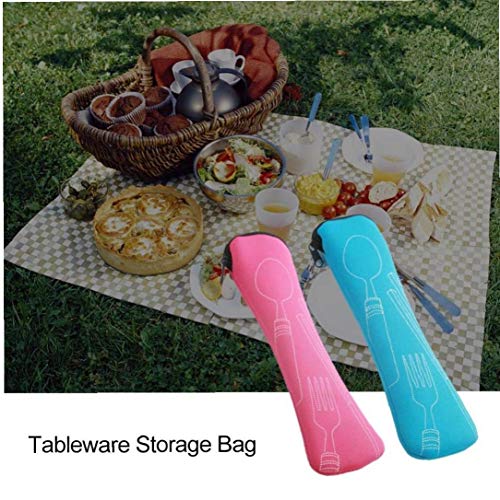 Estilo 1pcs Lavable Hueso Vajilla Bolsa con Cremallera -Travel Colores Cubiertos Kit Estuche De Neopreno Azar