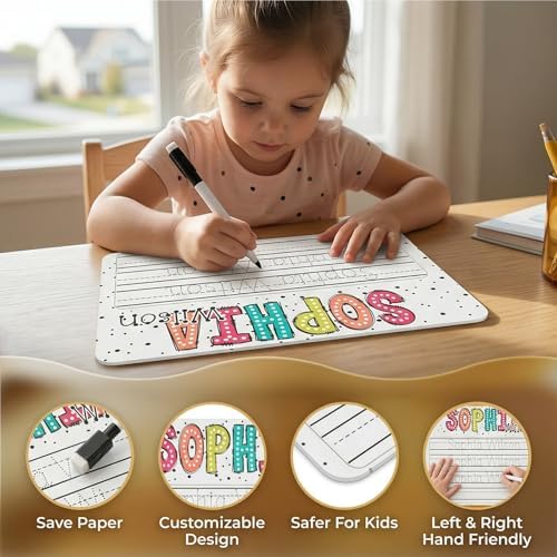 UIDMEN Personalized Name Tracing Board for Kids, Custom Name Acrylic Dry Erase Board, Letter Tracing for Kids Ages 3-5, Name Practicing Board with Dry-Erase Pen, Handwriting Practice Gift for Toddler - 3