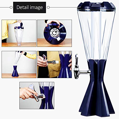 REAWOW 3L Drankzuil Beer Tower Dispenser Drink Dispenser met Ice Tube en LED Lights Keg Tag voor keukenfeest - Image 5