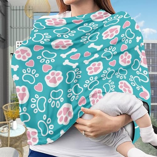Image of Cute Paws Nursing Breastfeeding Covers Dust Cover Soft Multifunctional Breathable Stroller Canopy Covers for Babies Privacy Protection Breastfeeding Scarf