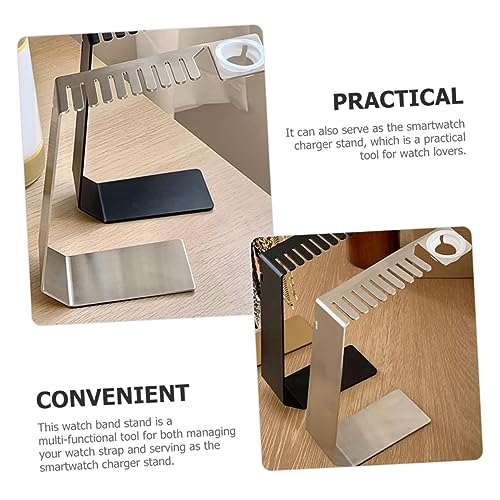 Support de montre en métal argenté avec chargeur intégré pour bureau - 7